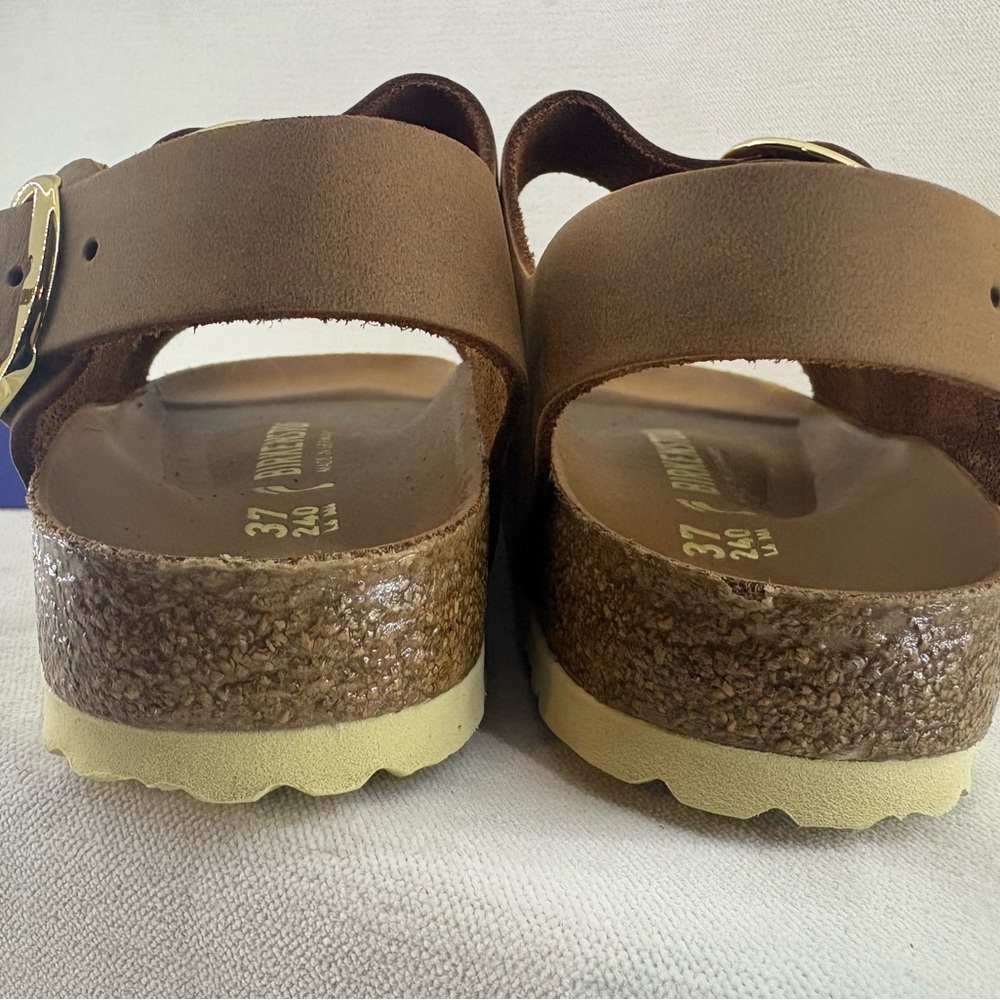 Birkenstock Milano Big Buckle Womens Sandals with Gold Buckles size 37 NIB - Picture 5 of 7